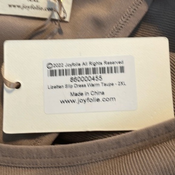 Joyfolie‎ Mia Joy Lizette Slip Dress in Warm Taupe Ribbed Knit Midi XXL - Picture 8 of 10